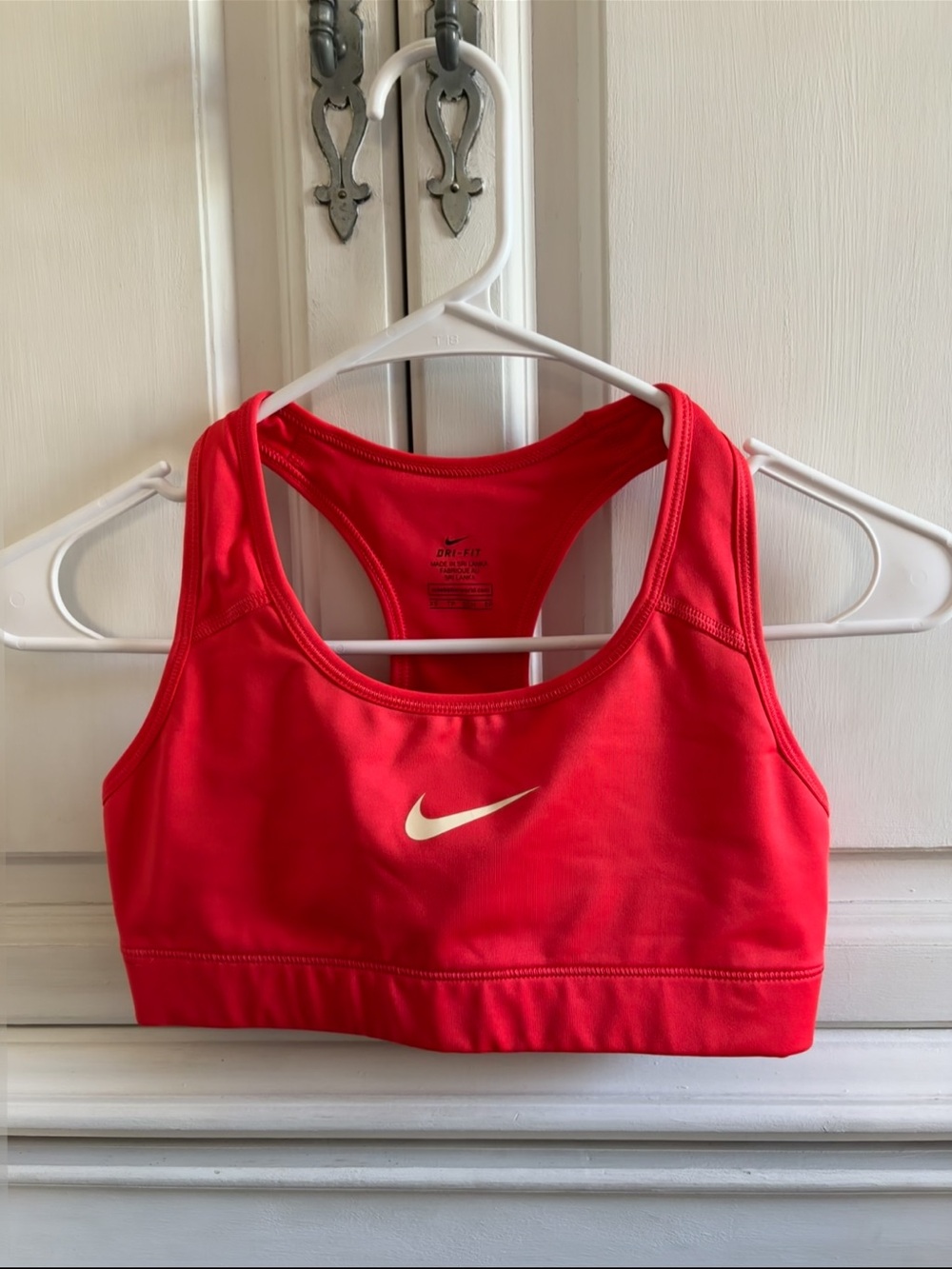 Nike Red Sports Bra with White Swoosh